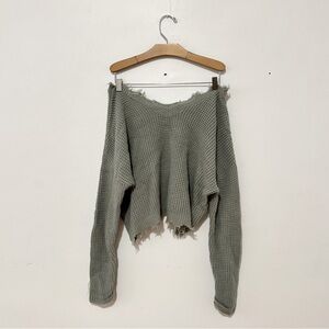 Moon & Madison Textured Knit Sweater in Soft Green